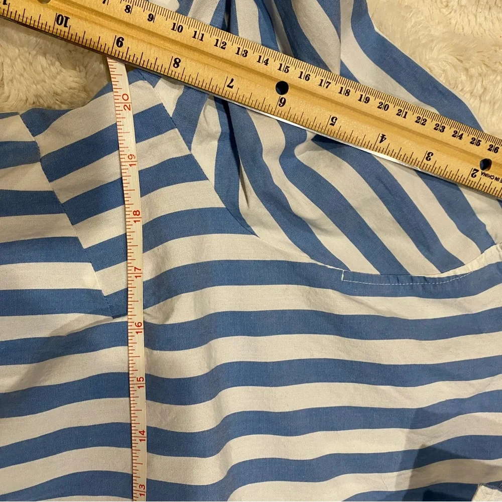 J Crew White with Blue Striped Women's Button Down Cotton Shirt size Large